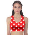 Polka Dots - White on Red Women s Sports Bra