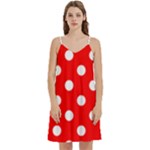 Polka Dots - White on Red Women s Reversible Sports Bra with Border