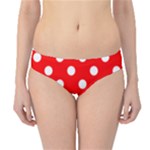 Polka Dots - White on Red Hipster Bikini Bottoms