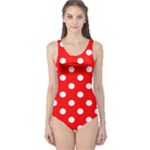 Polka Dots - White on Red One Piece Swimsuit