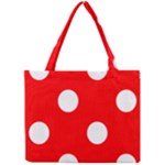 Polka Dots - White on Red Mini Tote Bag