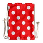 Polka Dots - White on Red Drawstring Bag (Large)