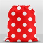 Polka Dots - White on Red Drawstring Bag (Small)