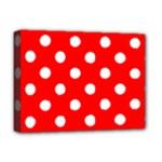 Polka Dots - White on Red Deluxe Canvas 16  x 12  (Stretched)
