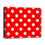 Polka Dots - White on Red Deluxe Canvas 20  x 16  (Stretched)