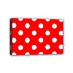 Polka Dots - White on Red Mini Canvas 6  x 4  (Stretched)