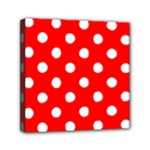 Polka Dots - White on Red Mini Canvas 6  x 6  (Stretched)