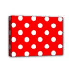 Polka Dots - White on Red Mini Canvas 7  x 5  (Stretched)