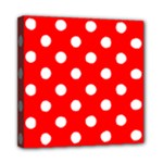 Polka Dots - White on Red Mini Canvas 8  x 8  (Stretched)