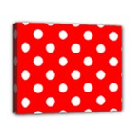 Polka Dots - White on Red Canvas 10  x 8  (Stretched)