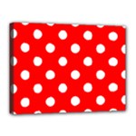 Polka Dots - White on Red Canvas 16  x 12  (Stretched)