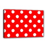 Polka Dots - White on Red Canvas 18  x 12  (Stretched)