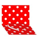 Polka Dots - White on Red Heart Bottom 3D Greeting Card (7x5)