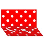 Polka Dots - White on Red Twin Heart Bottom 3D Greeting Card (8x4)
