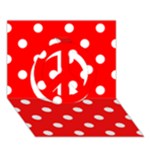 Polka Dots - White on Red Peace Sign 3D Greeting Card (7x5)