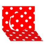 Polka Dots - White on Red Circle 3D Greeting Card (7x5)