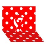 Polka Dots - White on Red Ribbon 3D Greeting Card (7x5)