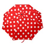 Polka Dots - White on Red Folding Umbrella