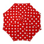 Polka Dots - White on Red Golf Umbrella