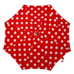 Polka Dots - White on Red Hook Handle Umbrella (Large)