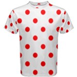 Polka Dots - Red on White Men s Cotton Tee