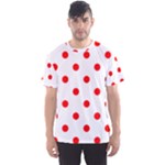 Polka Dots - Red on White Men s Sport Mesh Tee