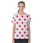 Polka Dots - Red on White Women s Cotton Tee