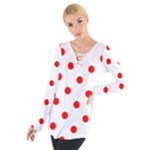 Polka Dots - Red on White Women s Tie Up Tee