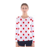 Polka Dots - Red on White Women s Long Sleeve T-shirt