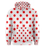 Polka Dots - Red on White Men s Zipper Hoodie