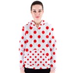 Polka Dots - Red on White Women s Zipper Hoodie