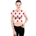 Polka Dots - Red on White Crew Neck Crop Top
