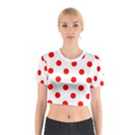 Polka Dots - Red on White Cotton Crop Top