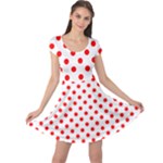 Polka Dots - Red on White Cap Sleeve Dress