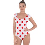 Polka Dots - Red on White Short Sleeve Leotard (Ladies)