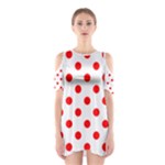 Polka Dots - Red on White Women s Cutout Shoulder Dress
