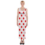 Polka Dots - Red on White Fitted Maxi Dress
