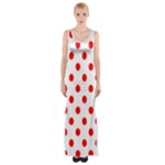 Polka Dots - Red on White Maxi Thigh Split Dress