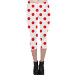 Polka Dots - Red on White Capri Leggings