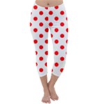 Polka Dots - Red on White Capri Winter Leggings