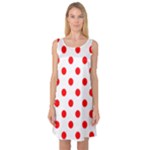 Polka Dots - Red on White Sleeveless Satin Nightdress