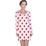 Polka Dots - Red on White Long Sleeve Nightdress