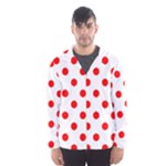 Polka Dots - Red on White Hooded Wind Breaker (Men)