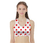 Polka Dots - Red on White Women s Sports Bra with Border