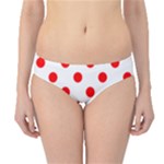 Polka Dots - Red on White Hipster Bikini Bottoms