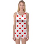 Polka Dots - Red on White One Piece Boyleg Swimsuit