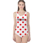 Polka Dots - Red on White One Piece Swimsuit