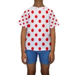 Polka Dots - Red on White Kid s Short Sleeve Swimwear