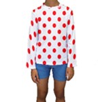Polka Dots - Red on White Kid s Long Sleeve Swimwear