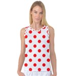 Polka Dots - Red on White Women s Basketball Tank Top